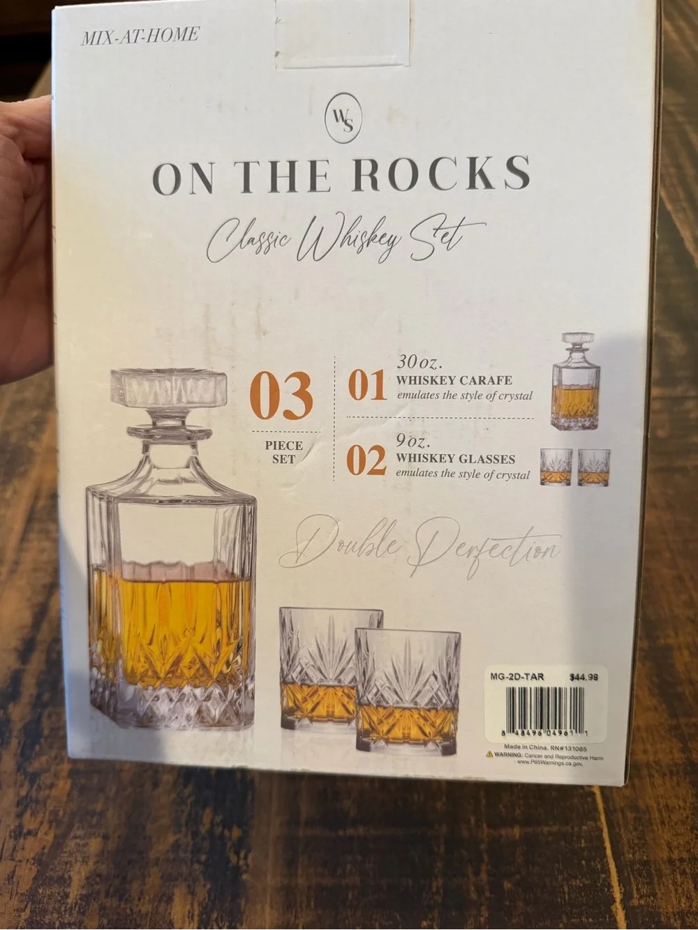 Clear Crystal Whiskey Decanter & Glasses Set
